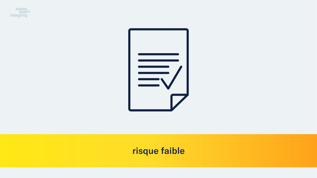 Suppléments réduction des risques: risque faible - certification